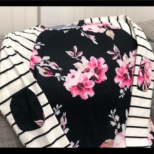 Long Sleeve Boutique Top with Elbow Patches